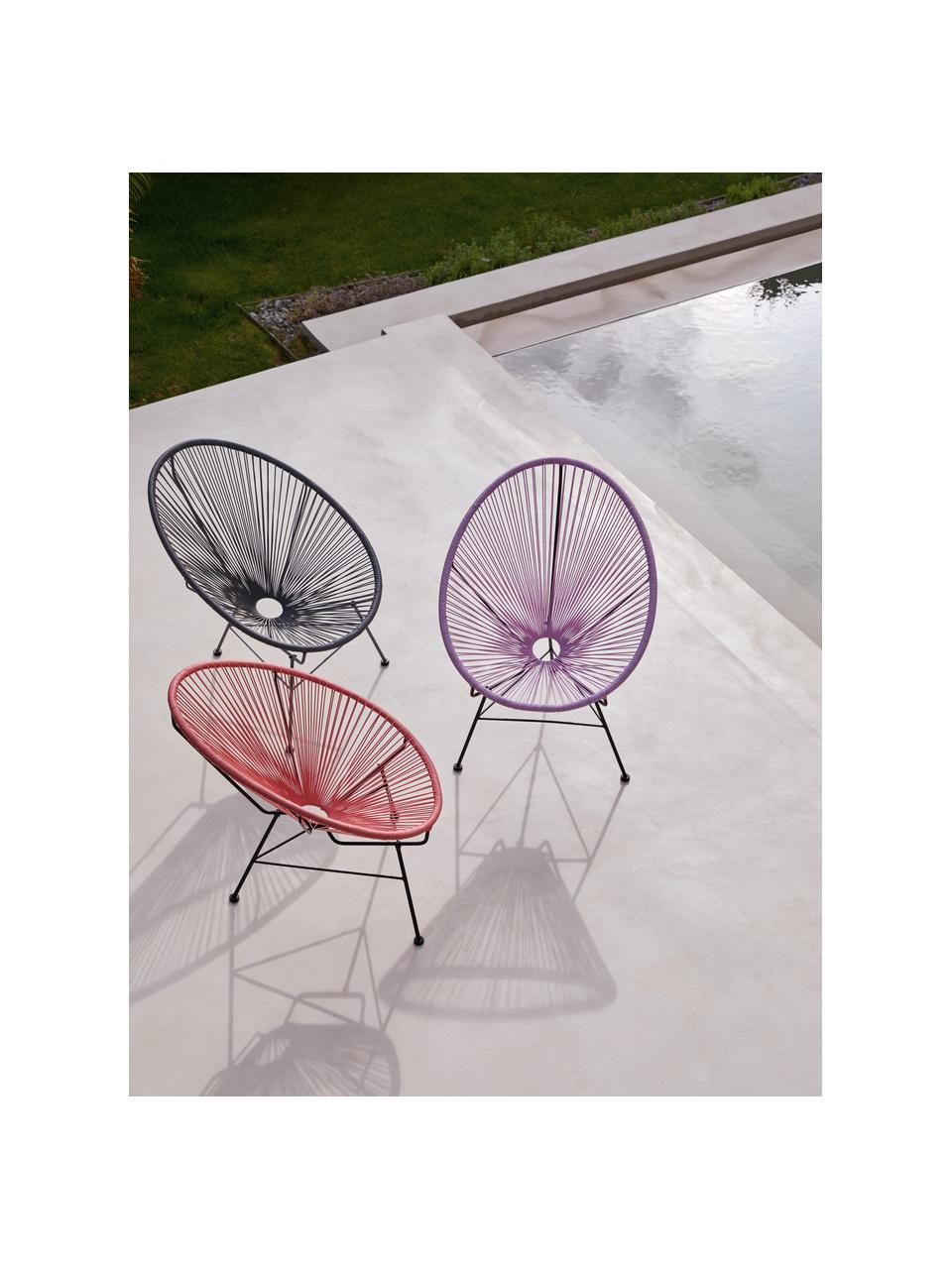 Fauteuil acapulco en plastique tressé Bahia, Rouge corail, larg. 81 x prof. 73 cm