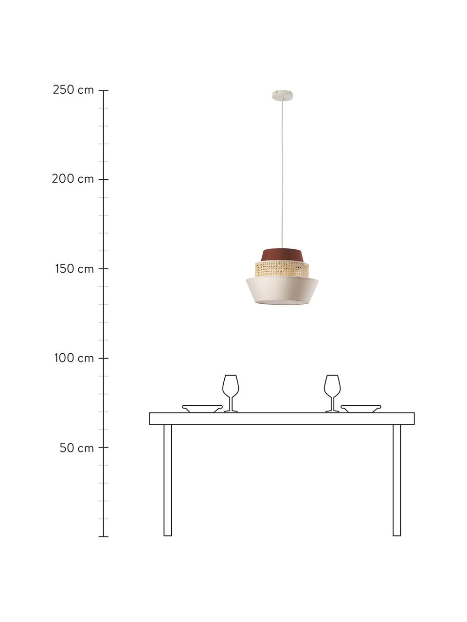 Hanglamp Klea van Weens vlechtwerk, Lampenkap: bamboe, textiel, Baldakijn: gepoedercoat metaal, Lichtbeige,bruin, Ø 41 x H 30 cm