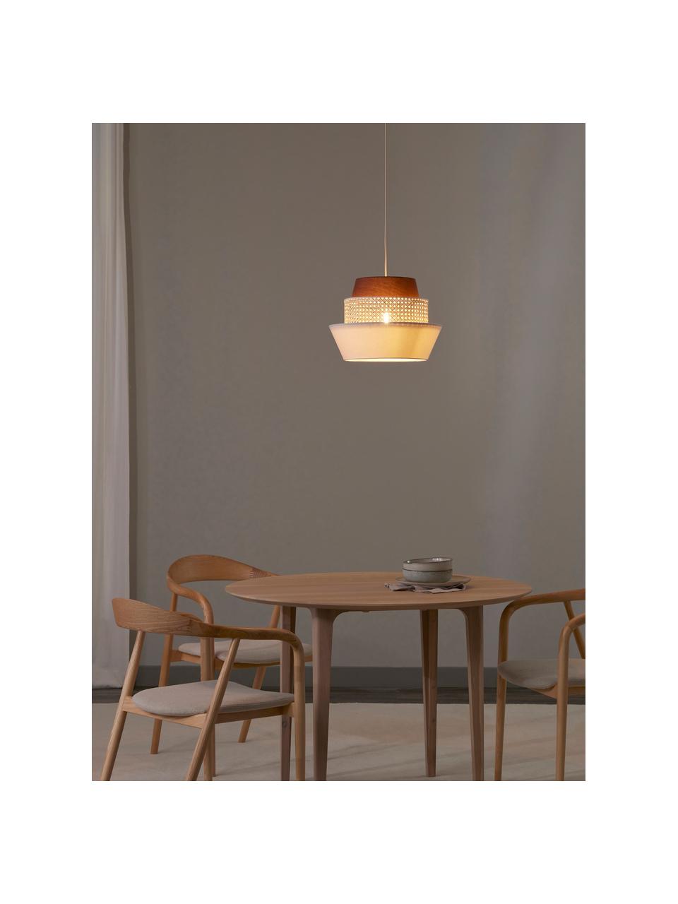 Hanglamp Klea van Weens vlechtwerk, Lampenkap: bamboe, textiel, Lichtbeige, bruin, B 41 x H 30 cm