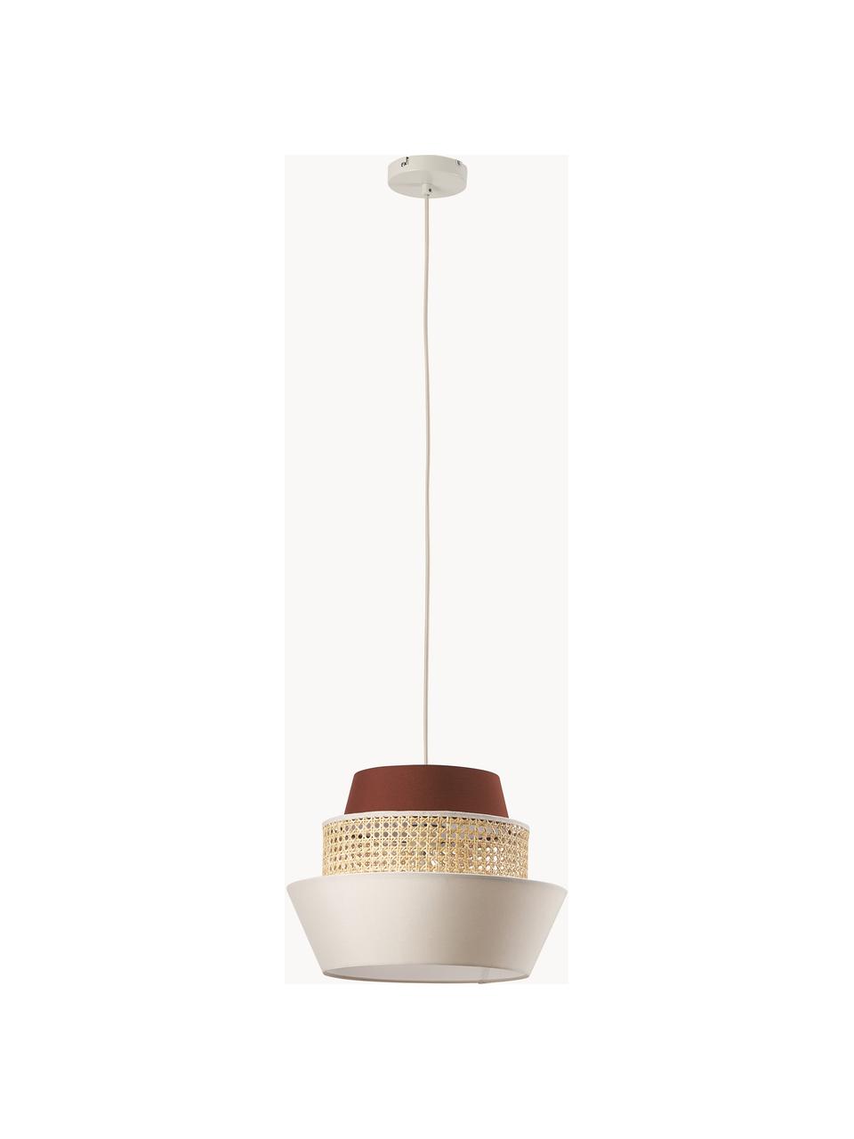 Hanglamp Klea van Weens vlechtwerk, Lampenkap: bamboe, textiel, Lichtbeige, bruin, B 41 x H 30 cm
