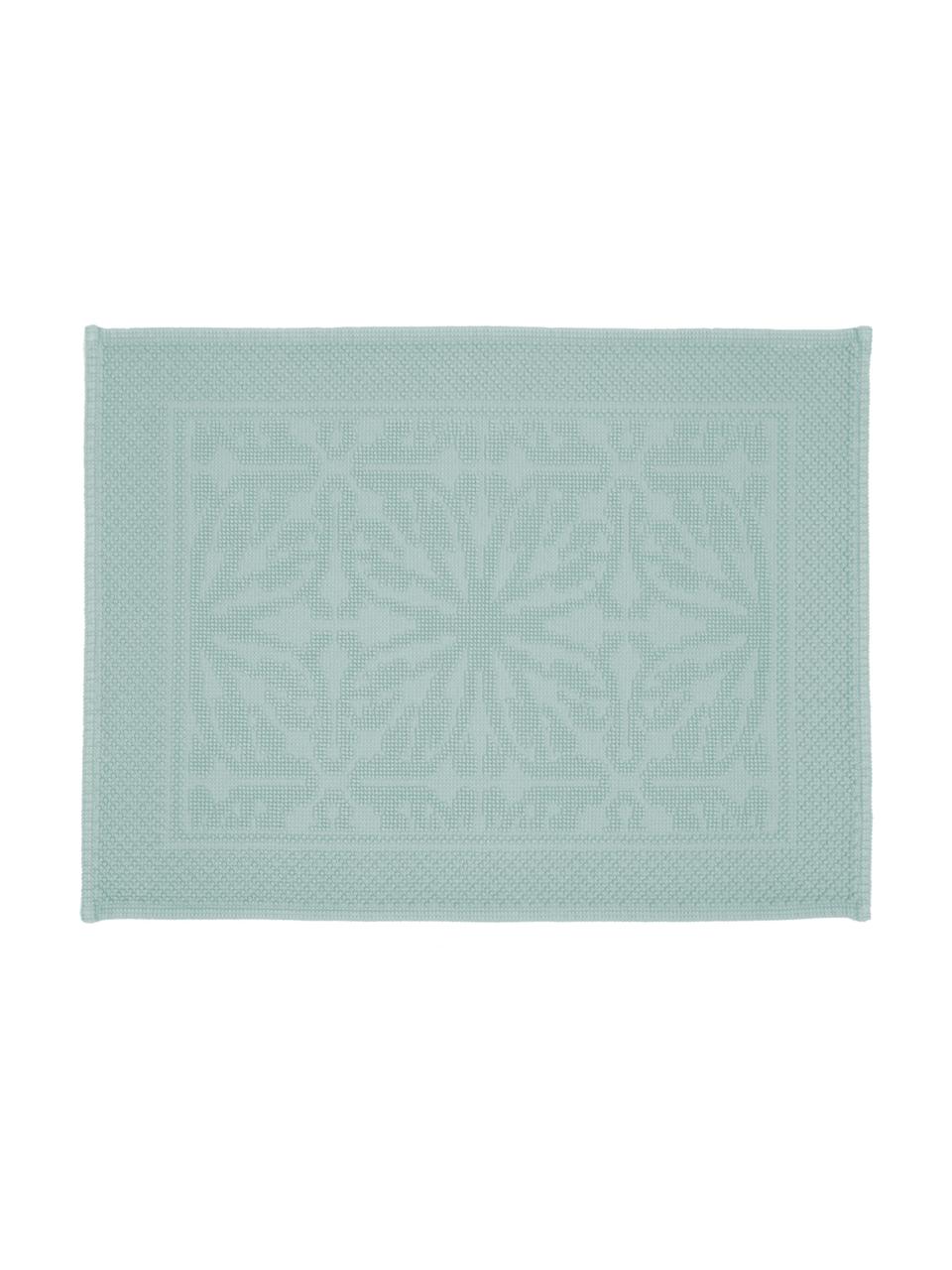 Baumwoll-Badvorleger Hammam mit Hoch-Tief-Muster, 100% Baumwolle, schwere Qualität, 1700 g/m², Mintgrün, B 60 x L 80 cm