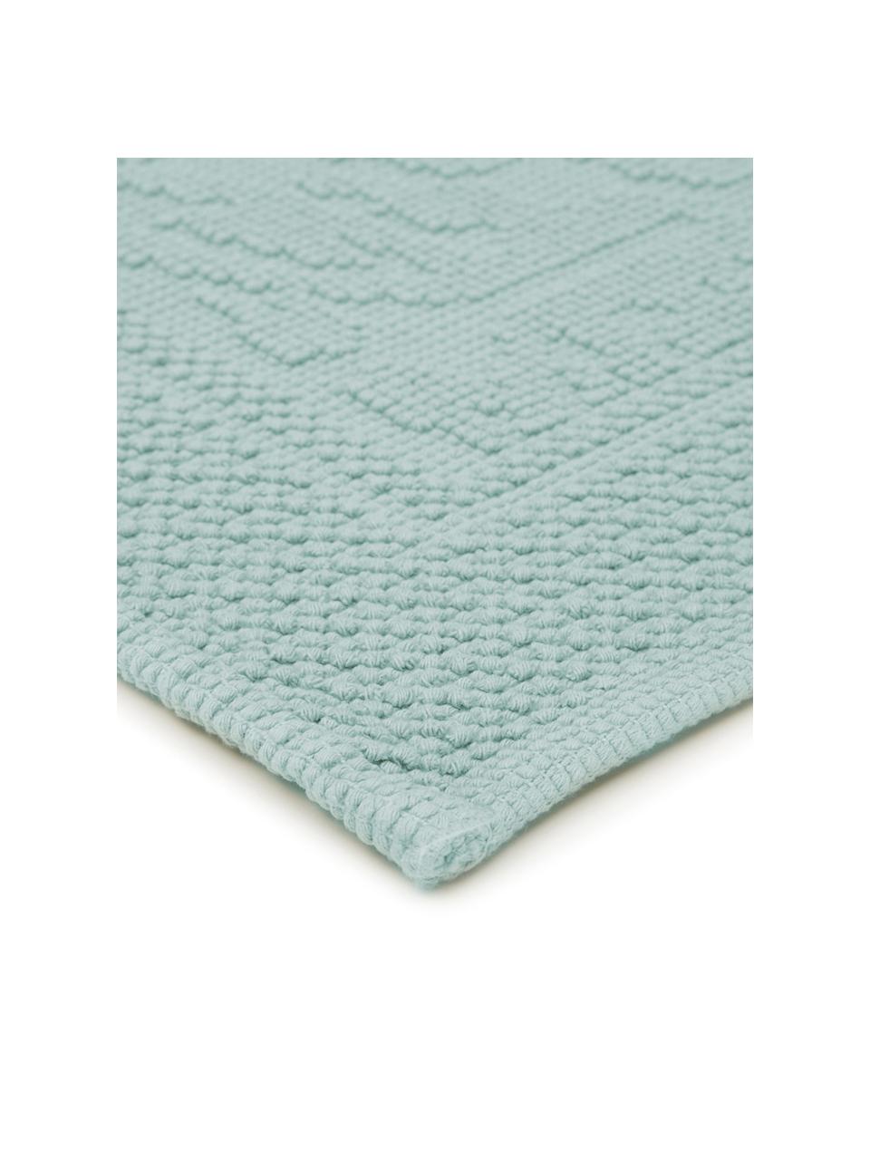 Baumwoll-Badvorleger Hammam mit Hoch-Tief-Muster, 100% Baumwolle, schwere Qualität, 1700 g/m², Mintgrün, B 60 x L 80 cm