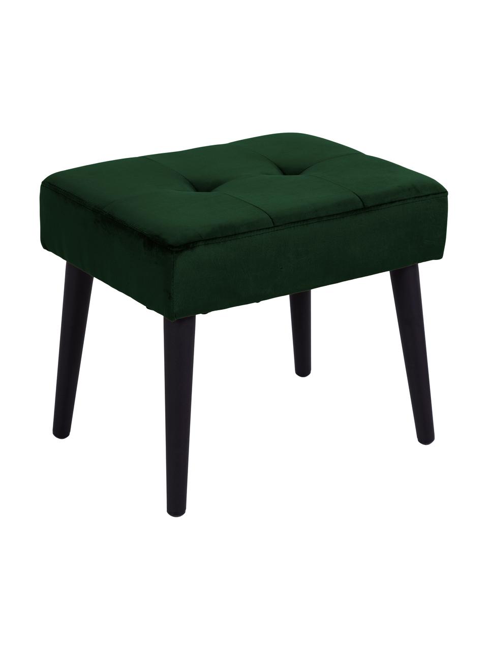 Tabouret en velours vert foncé Glory, Velours vert foncé, larg. 50 x haut. 45 cm