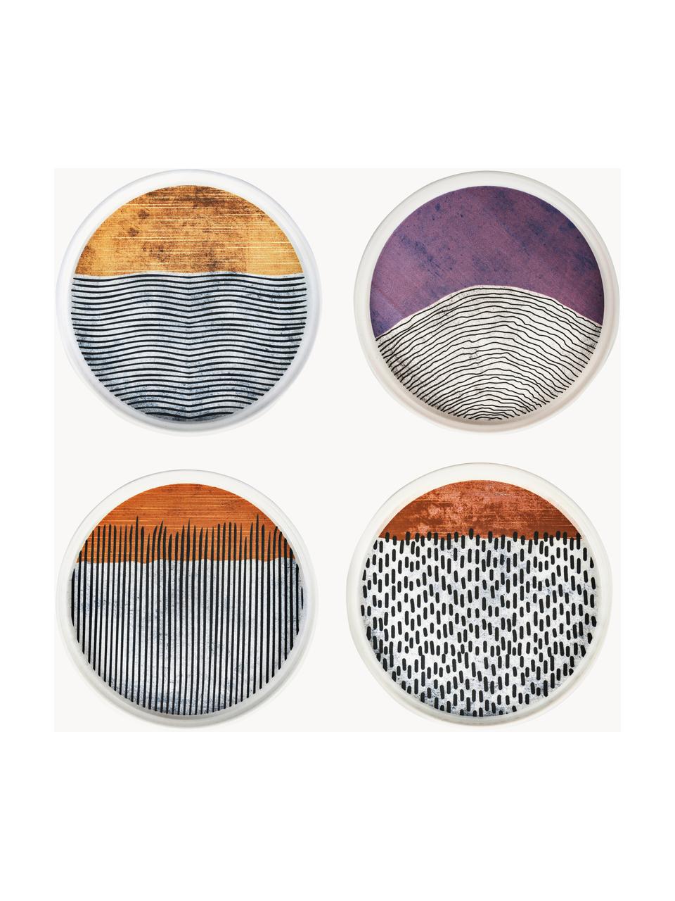 Súprava raňajkových tanierov s farebným dizajnom Design, 4 diely, Keramika, Svetlosivá, čierna, viac farieb, Ø 21 cm