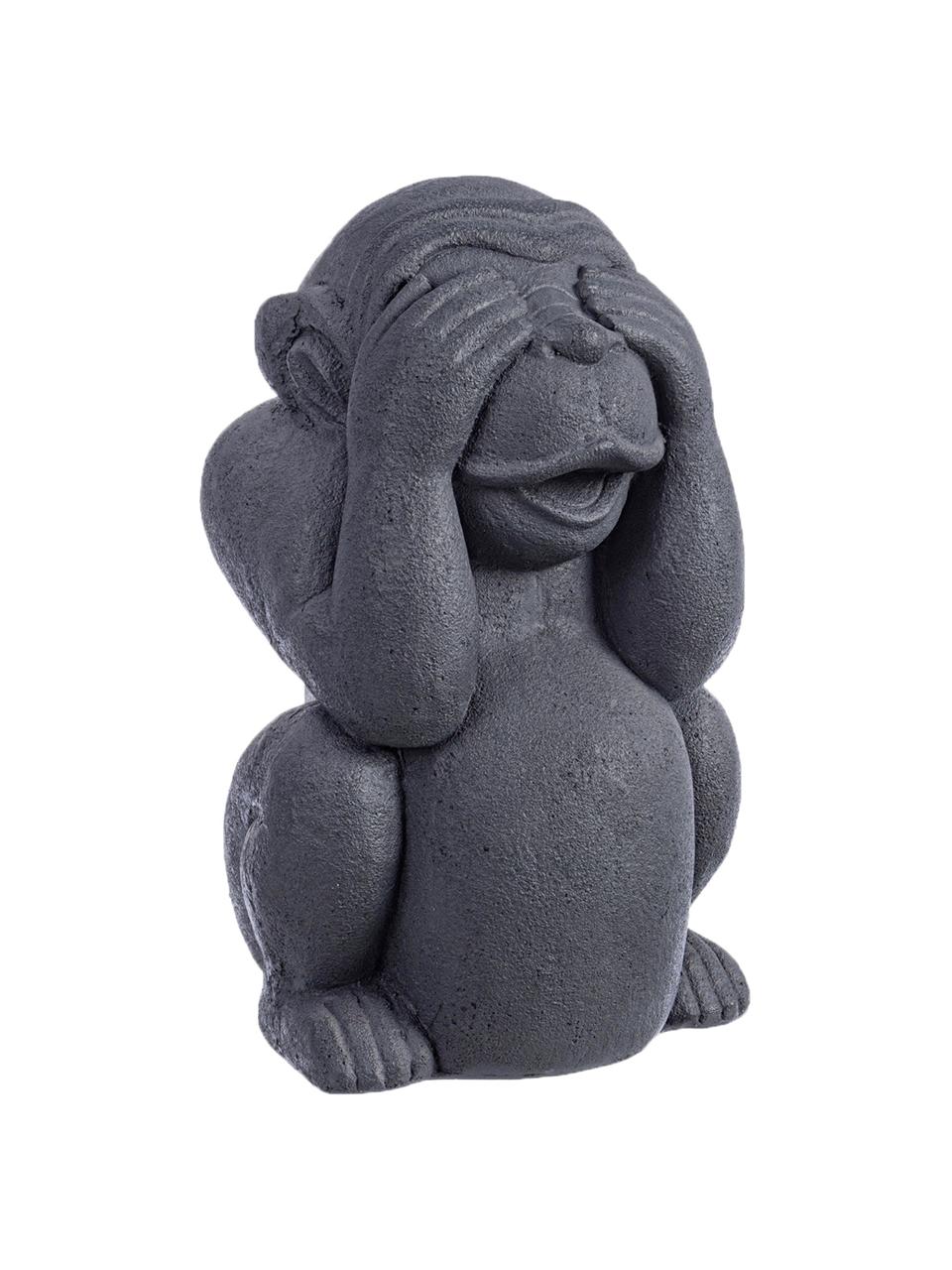 Figura decorativa de cemento Monkey, Hormigón recubierto, Mizaru (no ver el Mal), An 22 x Al 36 cm
