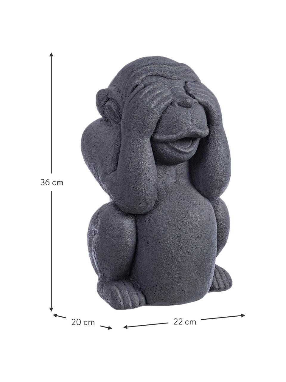 Oggetto decorativo in cemento Monkey, Cemento rivestito, Antracite, Larg. 22 x Alt. 36 cm