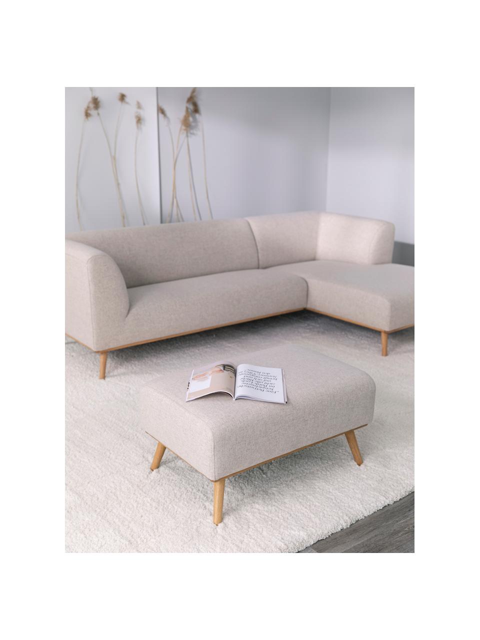 Taburete de lana Archie, Tapizado:  100% lana, Estructura: madera de pino con certif, Patas: madera de roble aceitada , Beige, dorado, An 87 x Al 45 cm