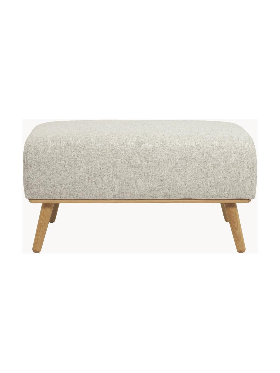 Hocker Archie mit Wollbezug und Holz-Füssen, Bezug: 100% Wolle, Gestell: Kiefernholz, FSC-zertifiz, Beine: Massives Eichenholz, FSC-, Webstoff Hellbeige, B 87 x H 45 cm