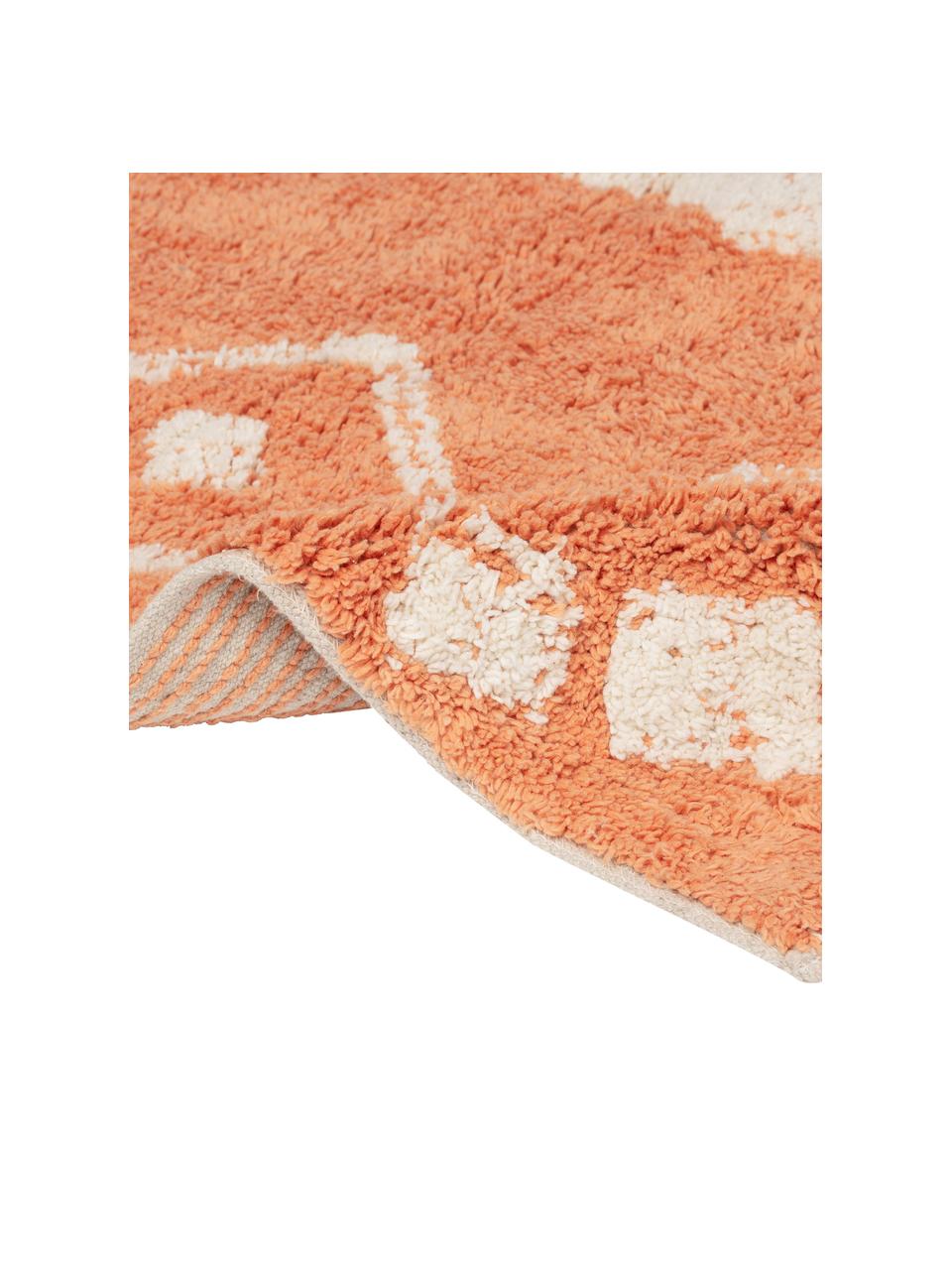 Koupelnový kobereček s boho vzorem a střapci Fauve, Oranžová, bílá