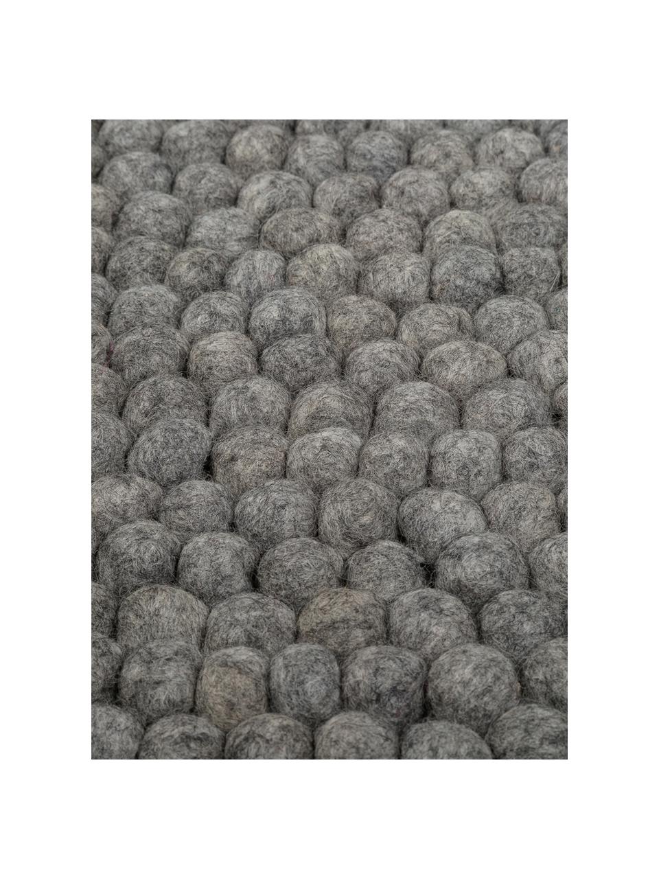 Tapis rond pure laine fait main Dot, Gris acier