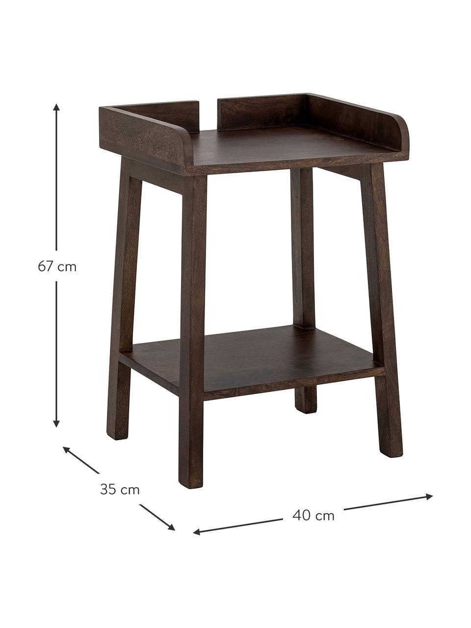 Table d'appoint bois de manguier Clément, Bois de manguier, enduit, Brun foncé, larg. 40 x prof. 35 cm