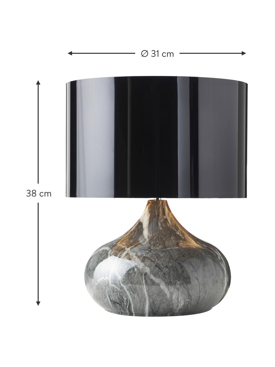 Lámpara de mesa en look mármol Mamo, Pantalla: plástico, Estructura: metal pintado, Negro, look mármol gris, Ø 31 x Al 38 cm