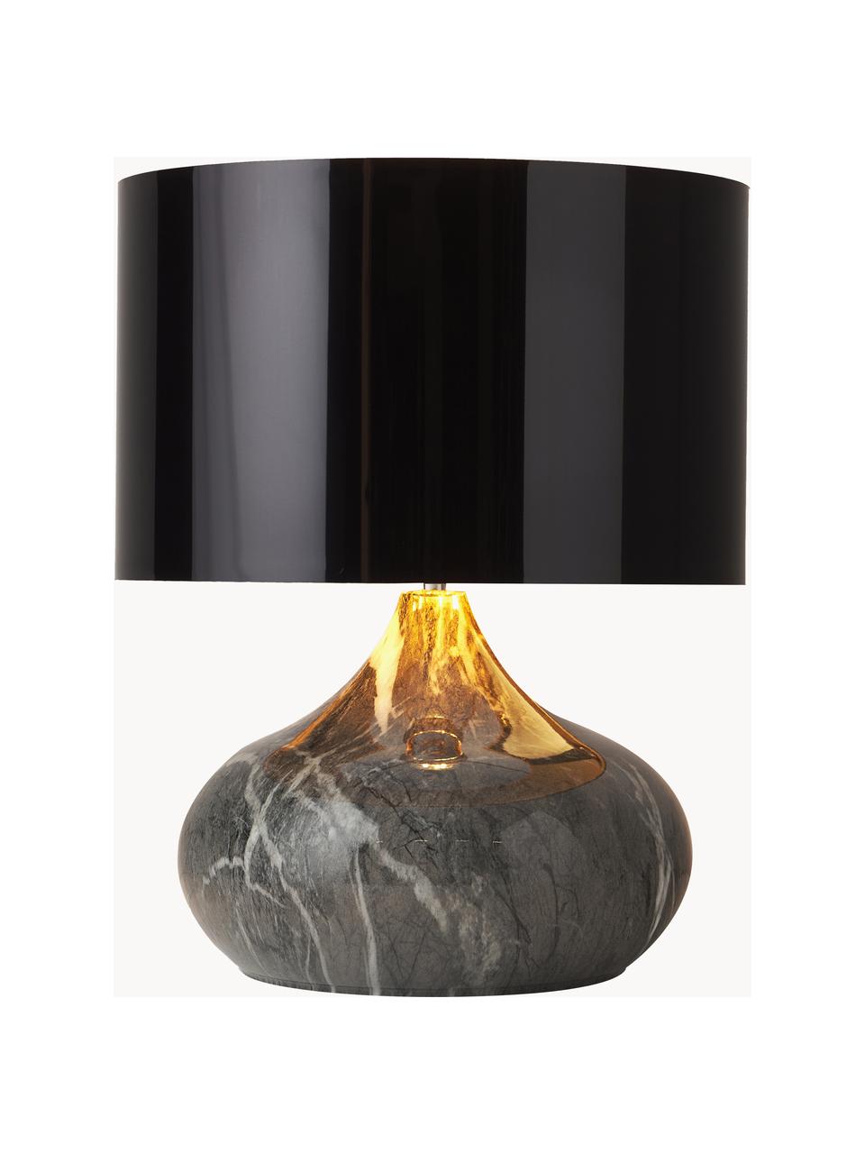 Lampa stołowa Mamo, Czarny, szary o wyglądzie marmuru, Ø 31 x W 38 cm