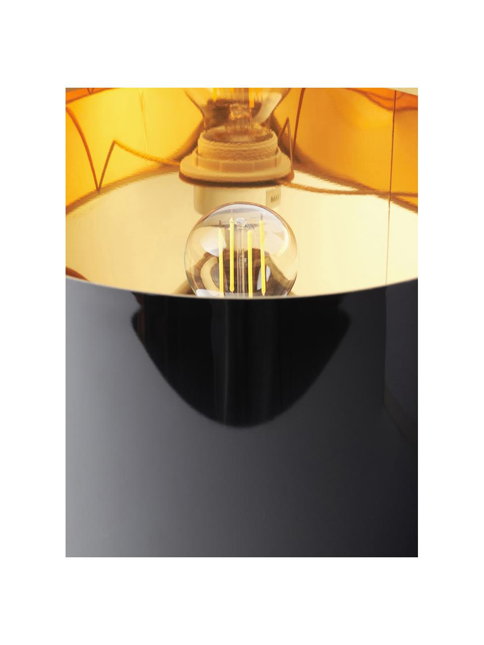 Tafellamp Mamo in marmerlook, Lampenkap: kunststof, Zwart, grijs, marmerlook, Ø 31 x H 38 cm