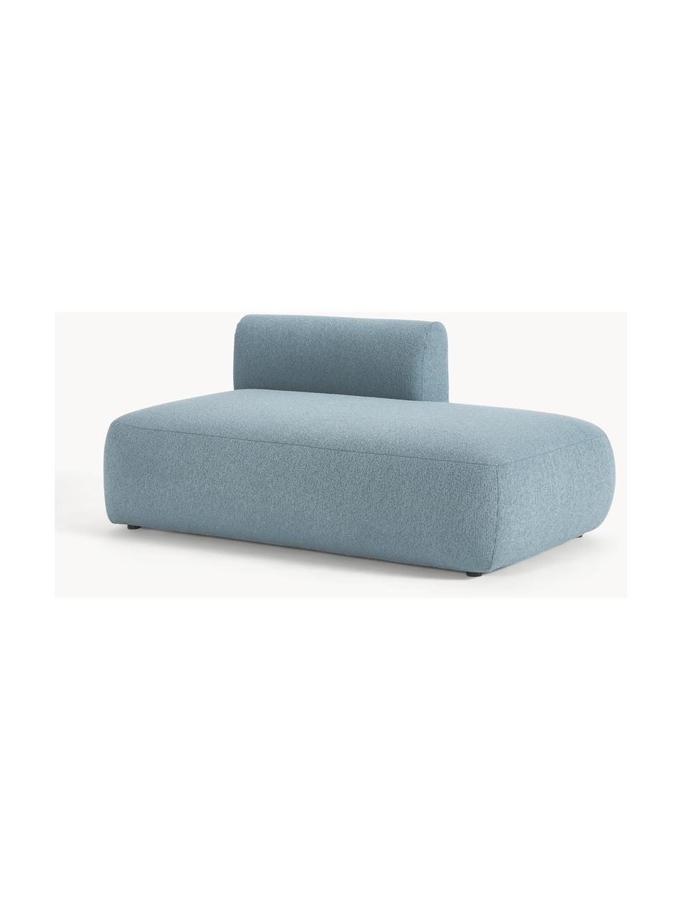 Modulaire bouclé chaise longue Sofia, Bekleding: bouclé (100% polyester) M, Frame: sparrenhout, spaanplaat, , Poten: kunststof Dit product is , Bouclé blauw, B 159 x D 103 cm, rugleuning links