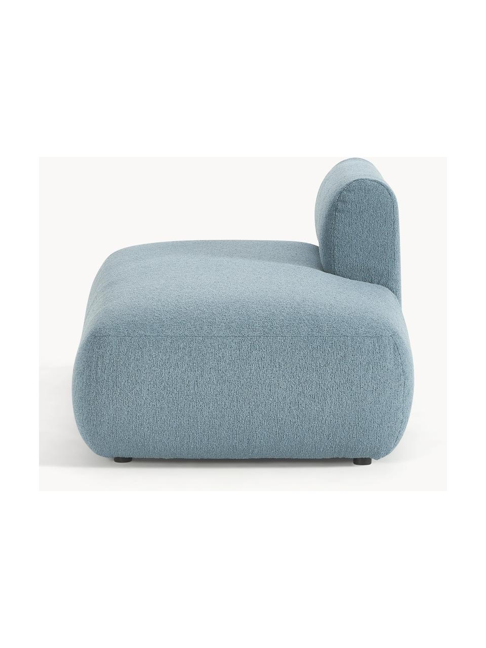 Szezlong modułowy bouclé Sofia, Tapicerka: bouclé (100% poliester) D, Stelaż: drewno świerkowe z certyf, Nogi: tworzywo sztuczne, Niebieski bouclé, S 160 x G 103 cm, oparcie lewostronne