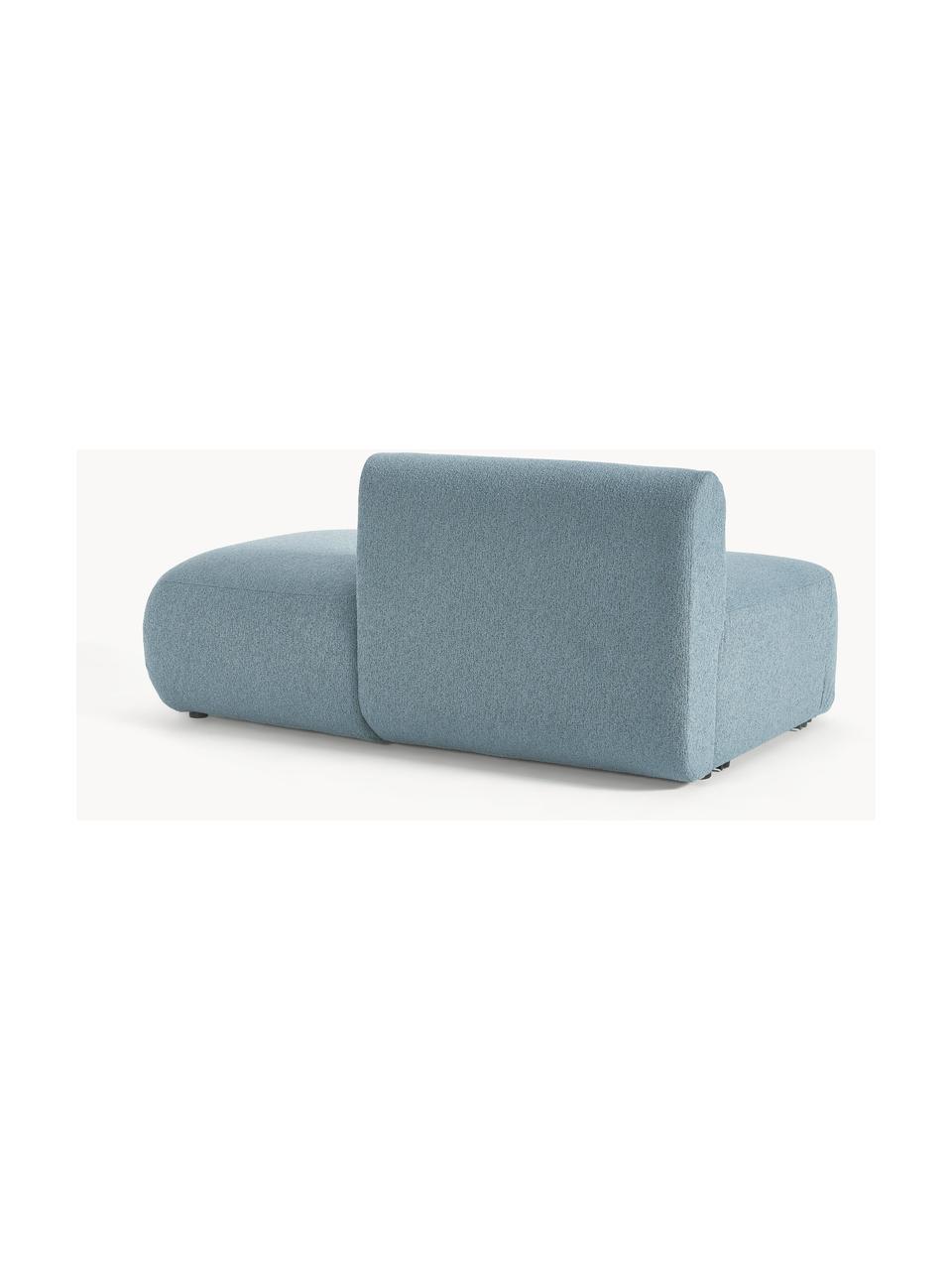 Modulaire bouclé chaise longue Sofia, Bekleding: bouclé (100% polyester) M, Frame: sparrenhout, spaanplaat, , Poten: kunststof Dit product is , Bouclé blauw, B 159 x D 103 cm, rugleuning links