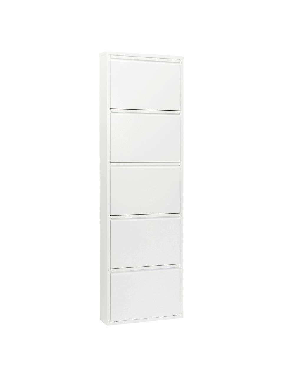 Zapatero de pared Caruso, 5 compartimentos, Acero con pintura en polvo, Blanco, An 50 x Al 170 cm