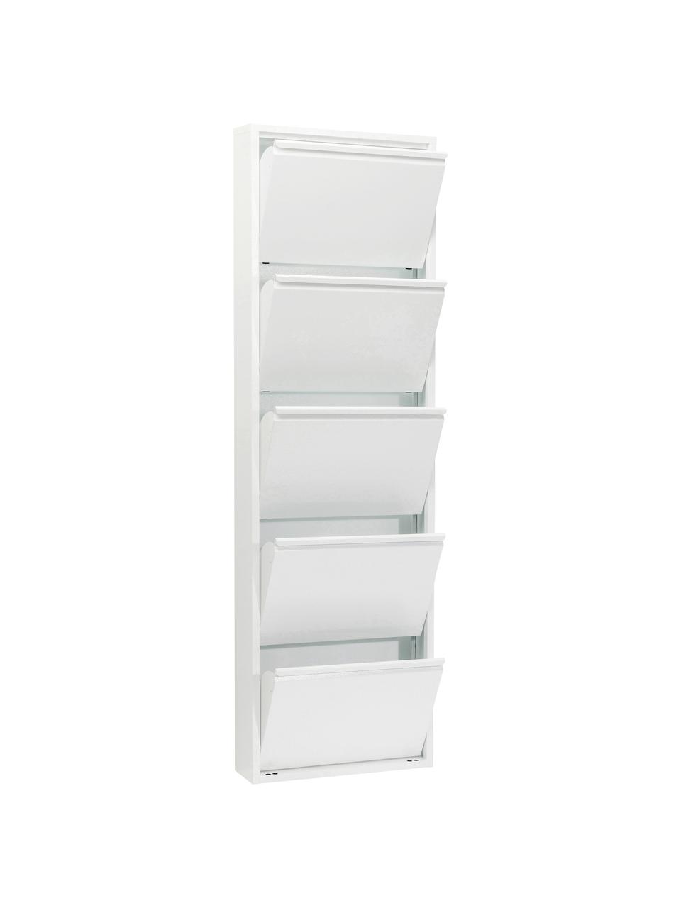 Wandschoenenkast Caruso met opklapbare vakken, Staal, gepoedercoat, Wit, B 50 x H 170 cm