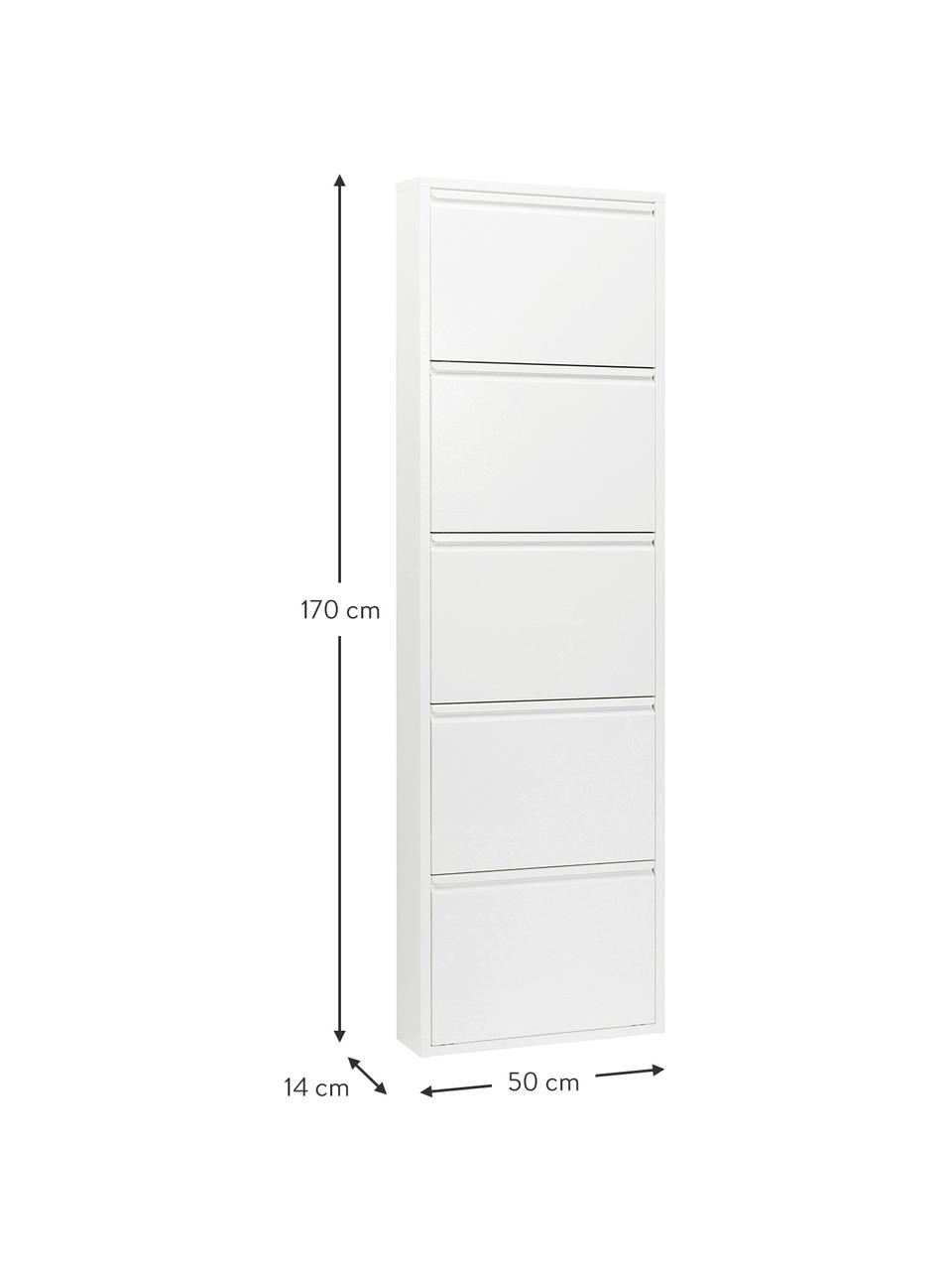Wandschoenenkast Caruso met opklapbare vakken, Staal, gepoedercoat, Wit, B 50 x H 170 cm