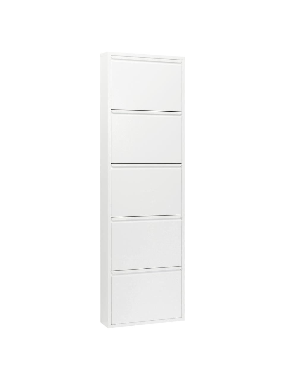 Nástenná skrinka na topánky s 5 priehradkami Caruso, Oceľ s práškovým náterom, Biela, Š 50 x V 170 cm