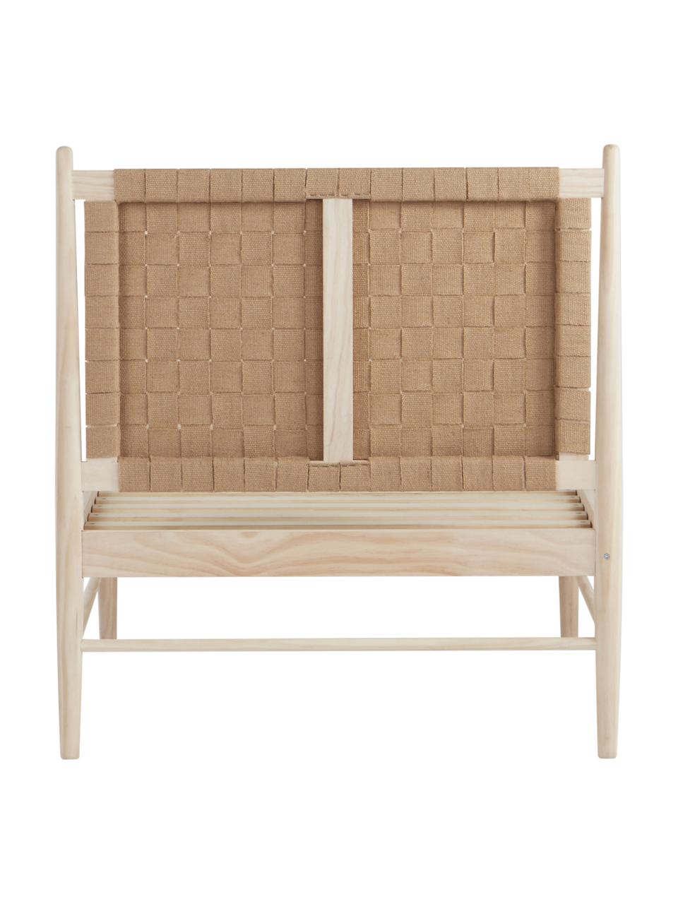 Holzbett Köpenhamn mit Kopfteil aus Jutegeflecht, Gestell: Kiefernholz mit Eschenhol, Füße: Eschenholz, Eschenholz, Beige, B 160 x L 200 cm