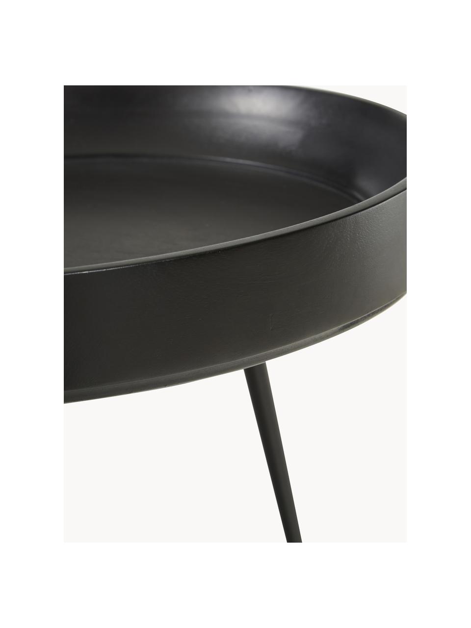 Mesa auxiliar Bol Table, Tablero: madera de mango, teñida y, Patas: acero, pintura en polvo, Negro, Ø 46 x Al 52 cm