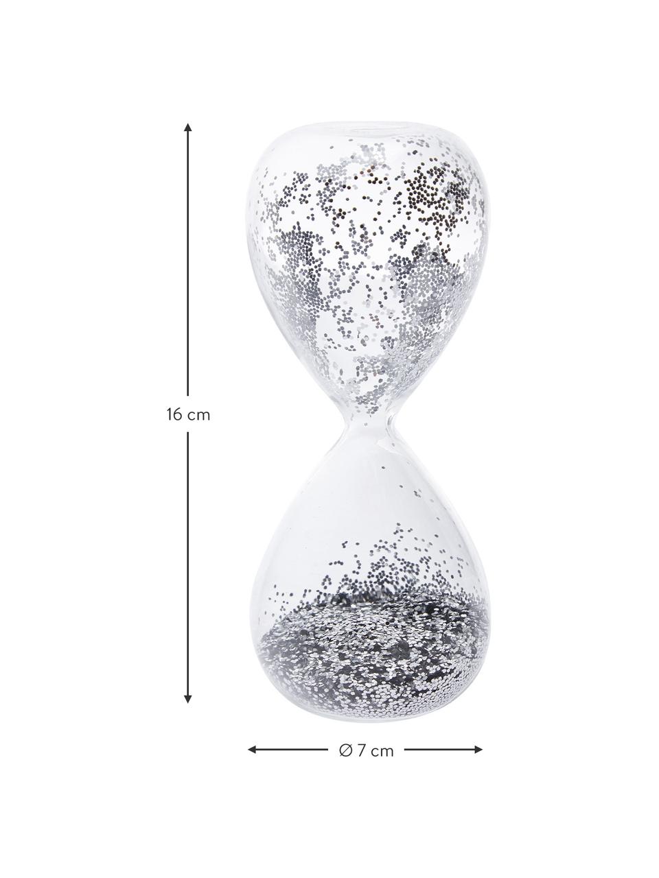 Reloj de arena Perleen, Recipiente: vidrio, Transparente, plateado, Ø 7 x Al 16 cm