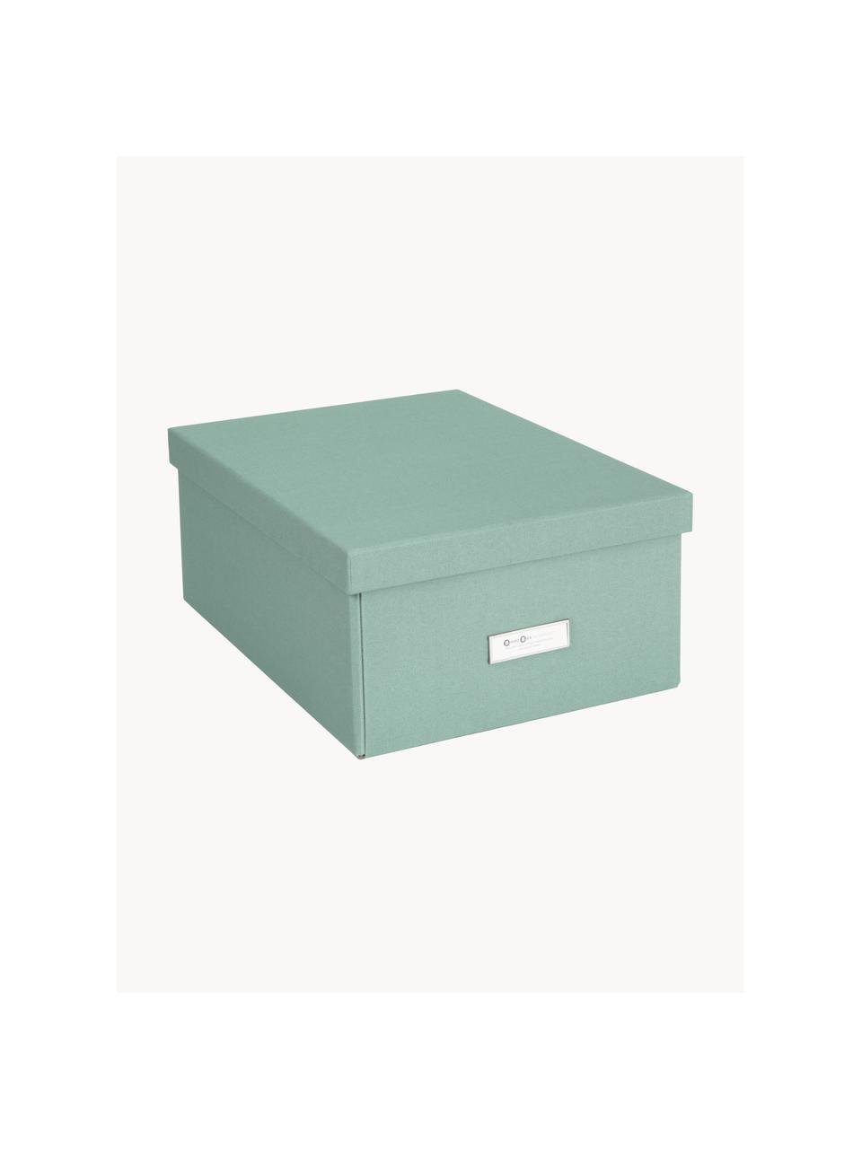 Faltbare Aufbewahrungsbox Karin, B 29 x T 39 cm, Canvas, fester Karton, Salbeigrün, B 29 x T 39 cm