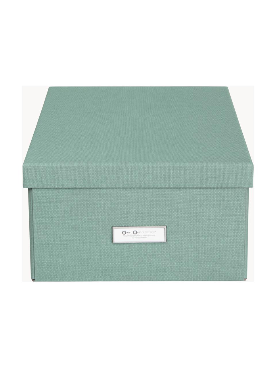 Caja plegable Karin, An 29 x F 39 cm, Canvas, cartón rígido, Verde salvia, An 29 x F 39 cm