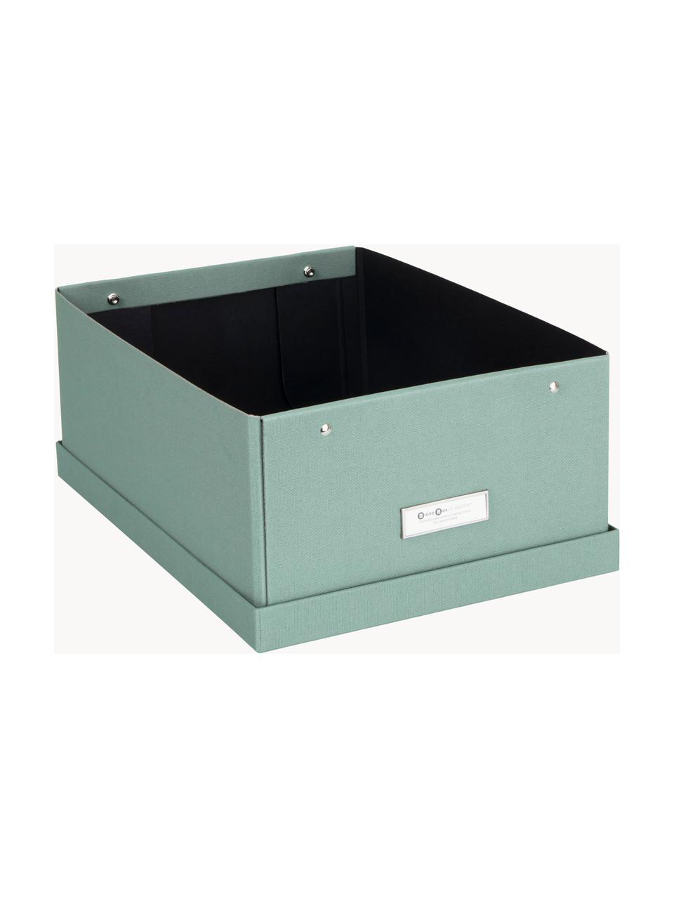 Skládací skladovací box Karin, 29 x H 39 cm, Plátno, pevný karton, Šalvějově zelená, Š 29 cm, D 39 cm
