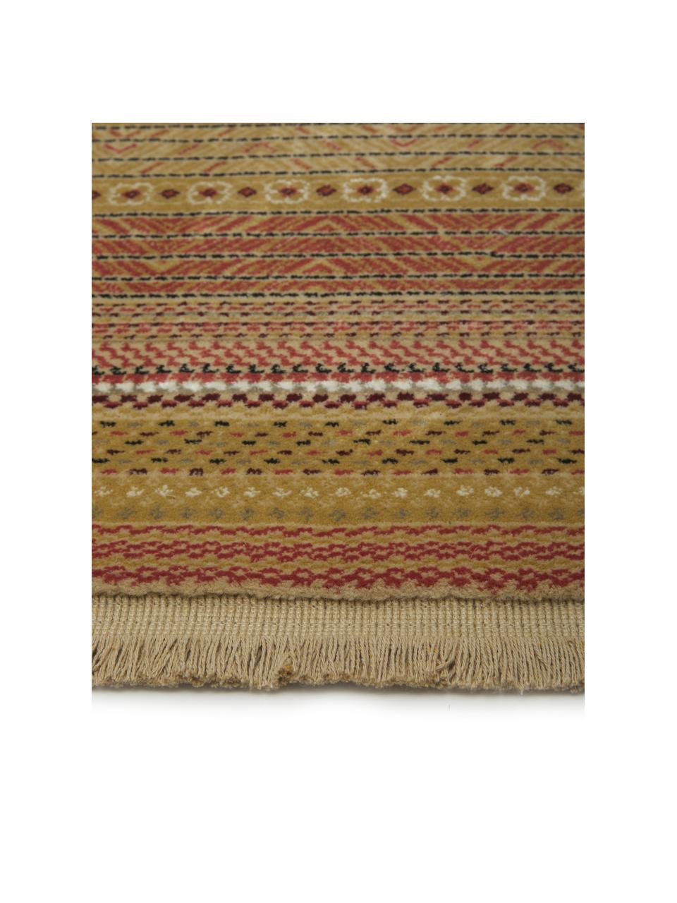 Teppich Nepal mit bunten Details und Fransen, Flor: 90% Polypropylen, 10% Vis, Beige, Mehrfarbig, B 200 x L 295 cm (Grösse L)