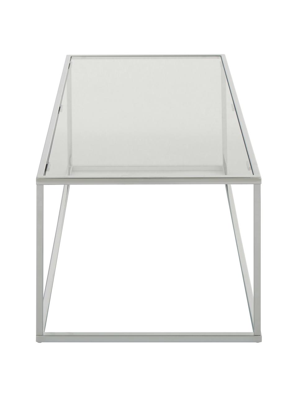 Table basse en verre Maya, Transparent, couleur chrome, larg. 110 x prof. 50 cm