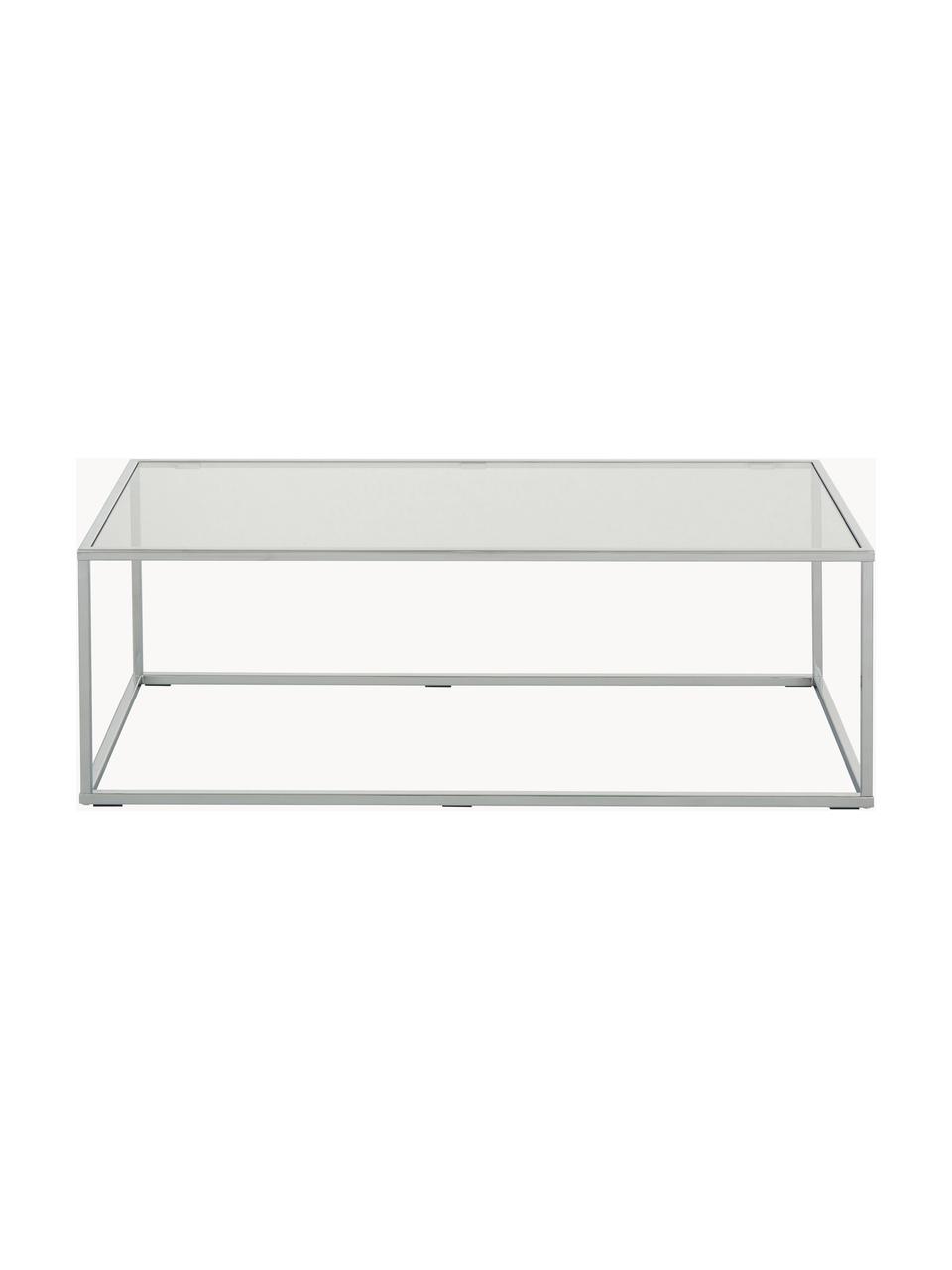 Table basse en verre Maya, Transparent, couleur chrome, larg. 110 x prof. 50 cm