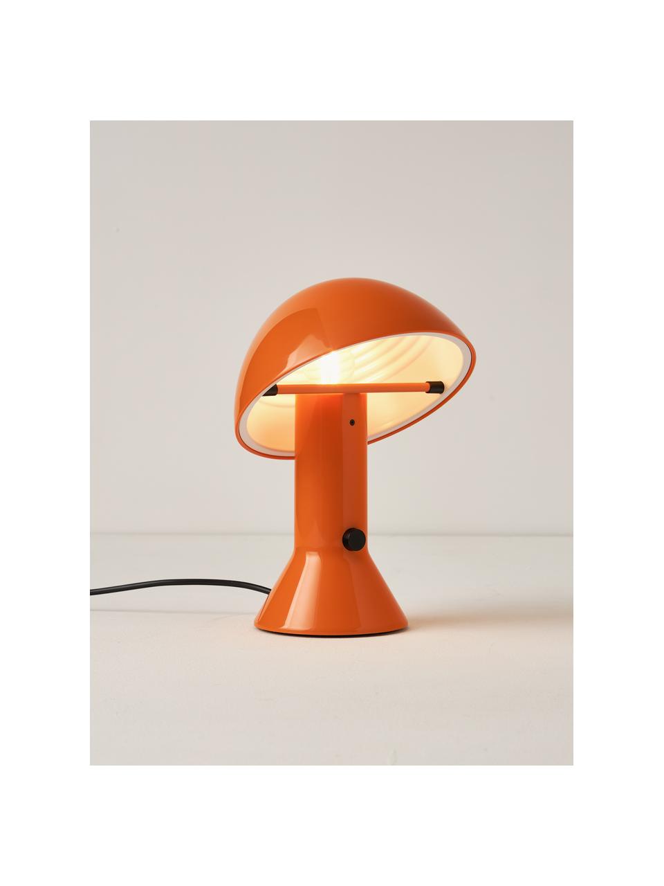 Malá stolní lampa s nastavitelným stínidlem Elmetto, Lakovaná umělá hmota, Oranžová, Ø 22 cm, V 28 cm