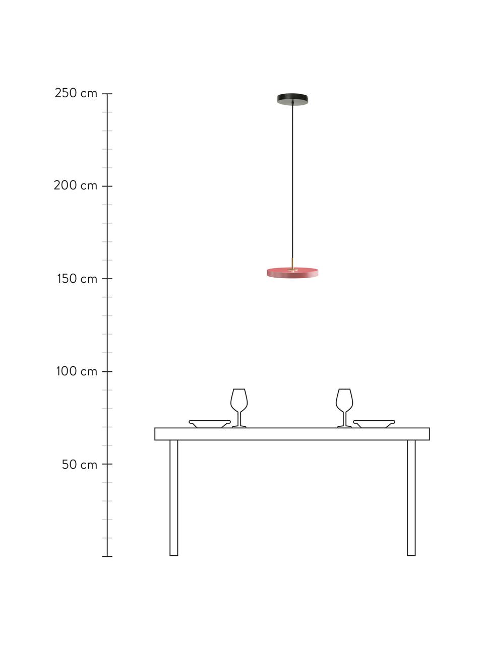 Design LED hanglamp Asteria, Lampenkap: gecoat aluminium, Decoratie: staal, Baldakijn: polypropyleen, Roze, Ø 31 x H 11 cm