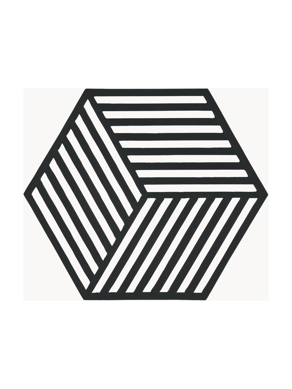 Silicone onderzetter Hexagon, Siliconen, Zwart, B 14 x L 16 cm