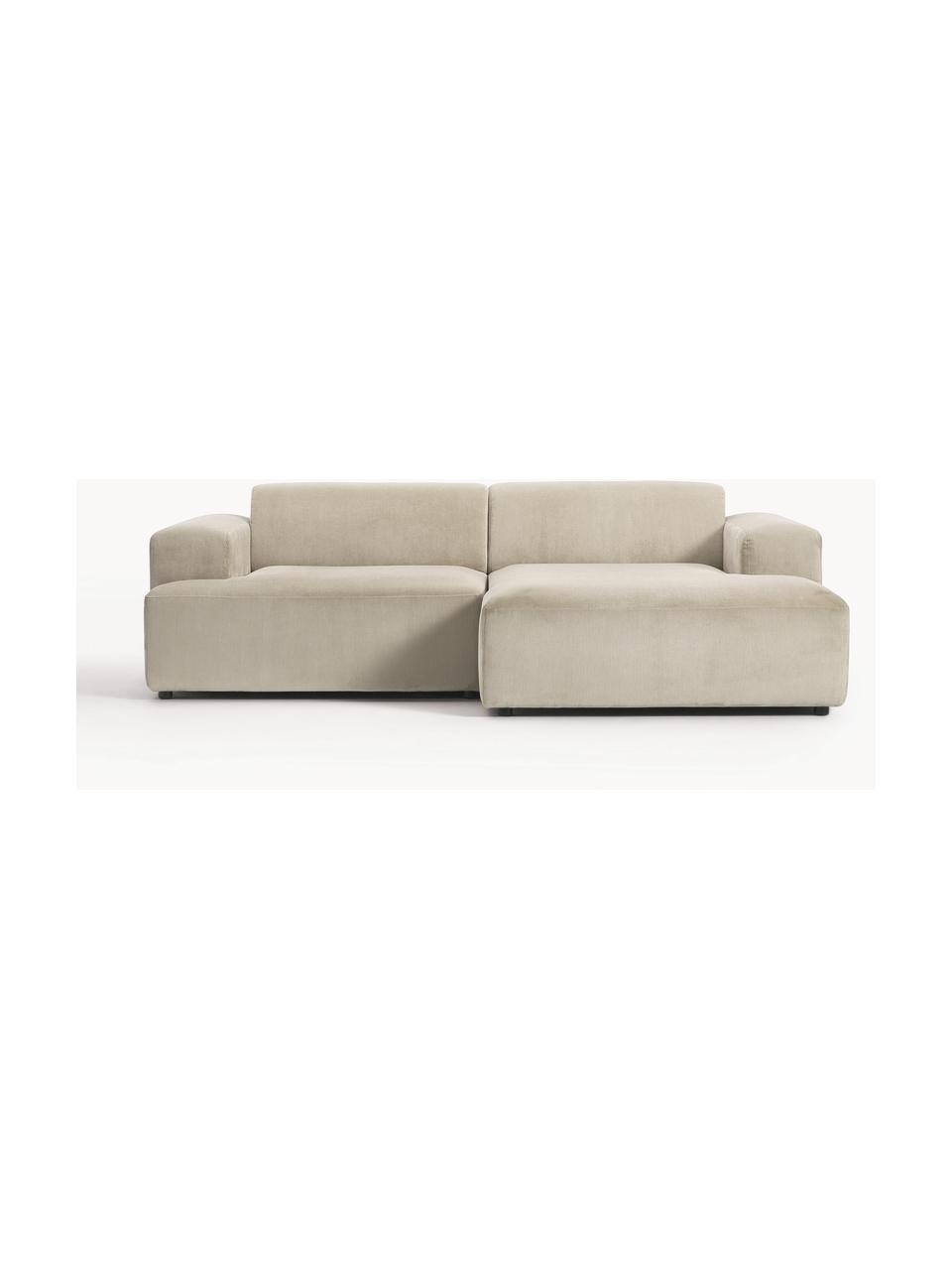 Cord-Ecksofa Melva (3-Sitzer), Bezug: Cord (92% Polyester, 8% P, Gestell: Massives Kiefernholz, Spa, Cord Hellbeige, B 238 x T 143 cm, Eckteil links