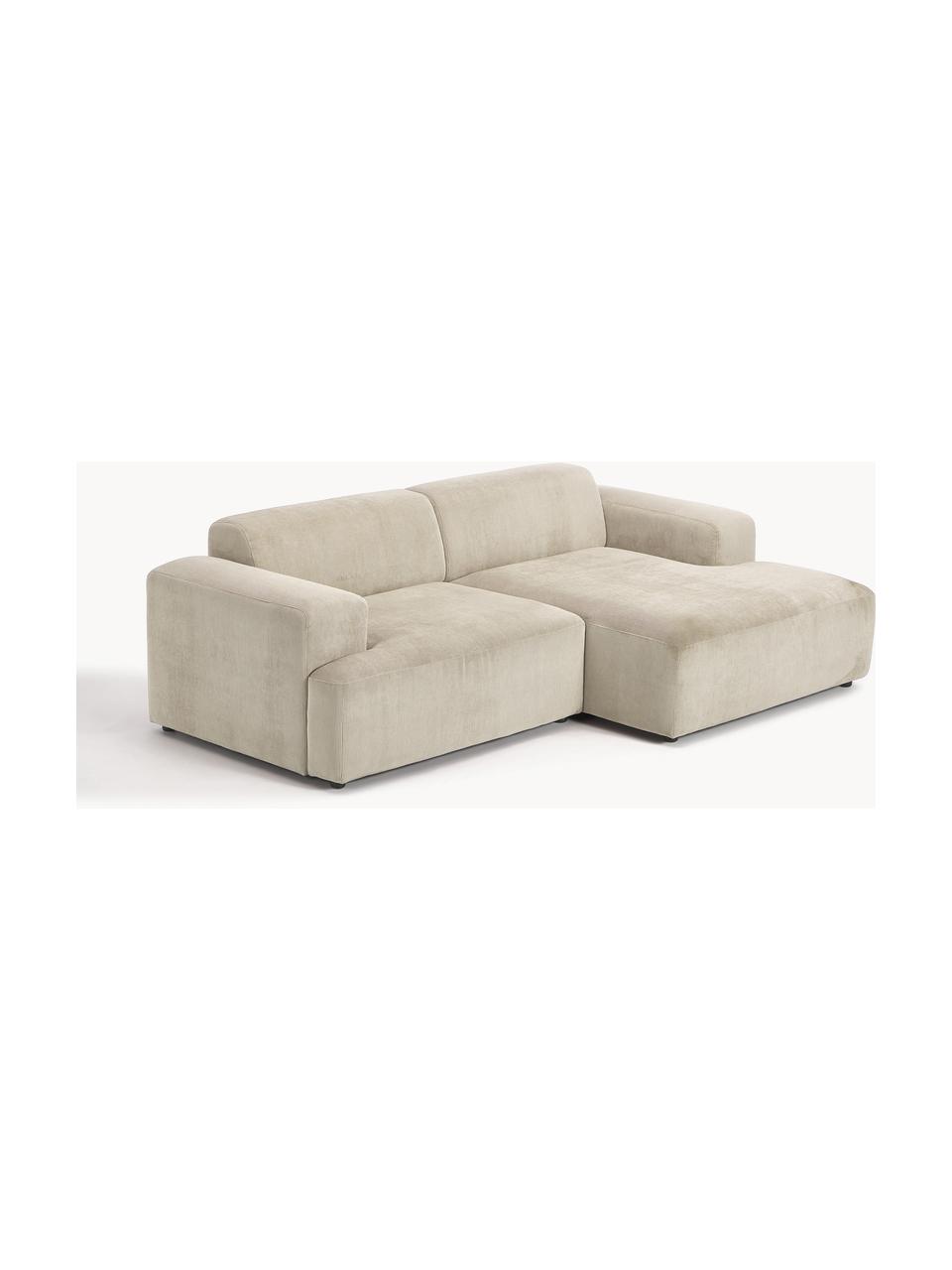 Cord-Ecksofa Melva (3-Sitzer), Bezug: Cord (92% Polyester, 8% P, Gestell: Massives Kiefernholz, Spa, Cord Hellbeige, B 238 x T 143 cm, Eckteil links