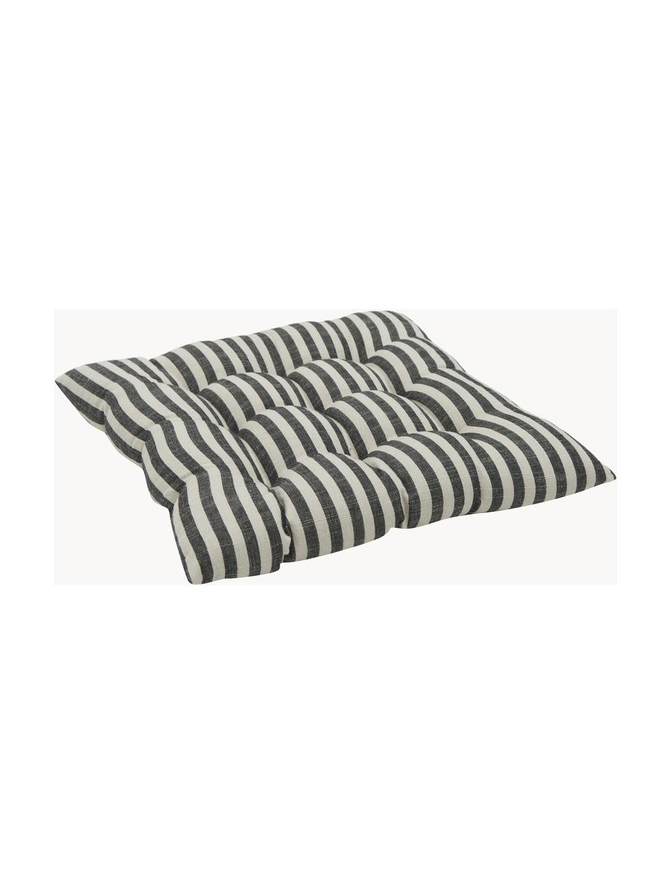 Coussin de chaise à rayures Arild, 100 % coton, Beige, noir, larg. 38 x long. 38 cm