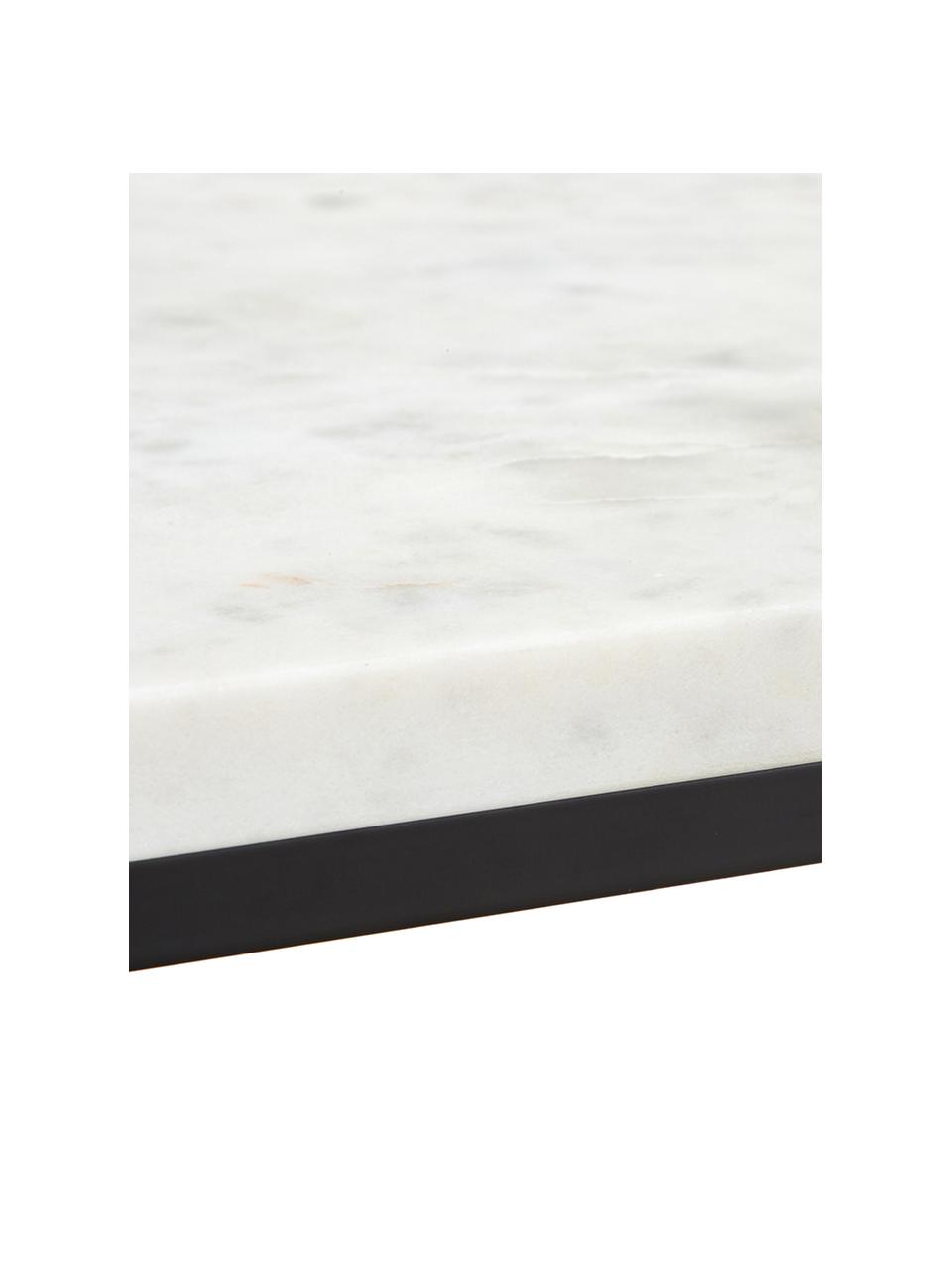 Stolik kawowy z marmuru Alys, Blat: marmur, Stelaż: metal malowany proszkowo, Biały, marmurowy, czarny, S 80 x G 45 cm