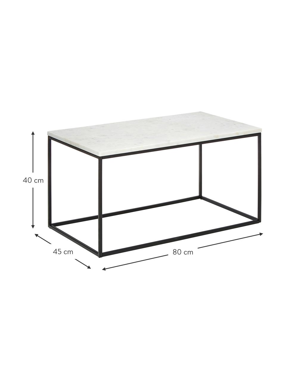 Mramorový konferenční stolek Alys, Bílá, mramorovaná, černá, Š 80 cm, H 45 cm