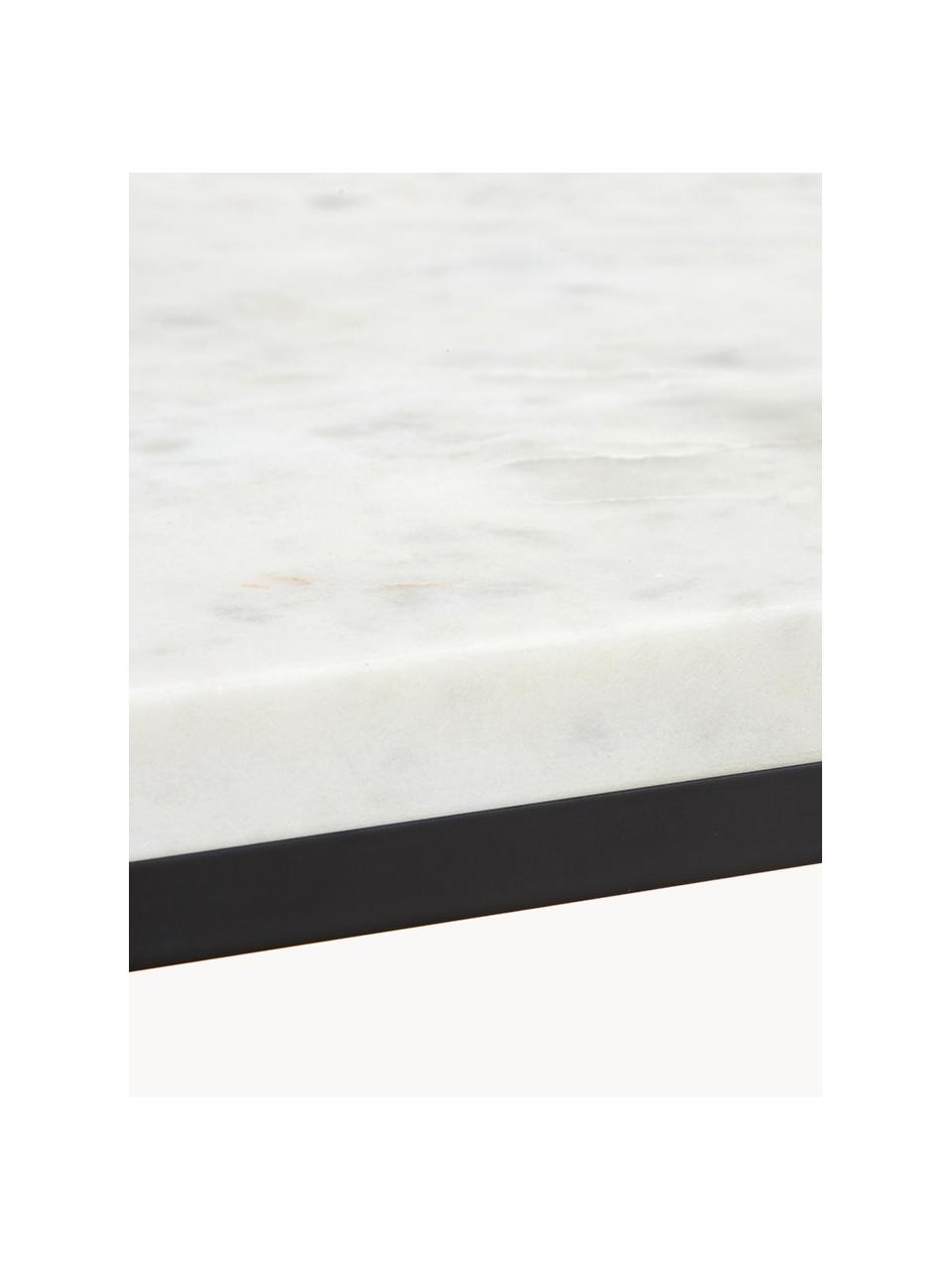 Marmeren salontafel Alys, Tafelblad: marmer, Frame: gepoedercoat metaal, Wit, gemarmerd, zwart, B 80 x D 45 cm