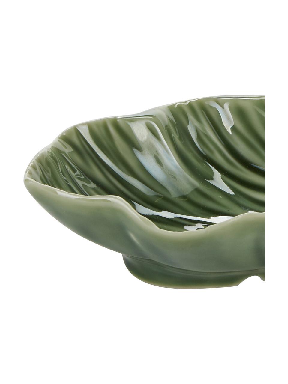 Porcelánová servírovací mísa Leaf, D 17 x Š 13 cm, Porcelán, Zelená, D 17 cm, Š 13 cm