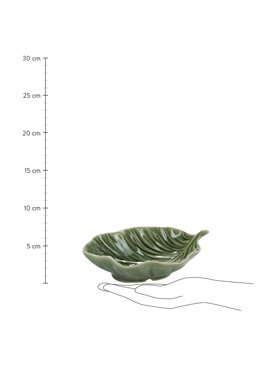Porzellan-Servierschale Leaf in Grün, L 17 x B 13 cm, Porzellan, Grün, L 17 x B 13 cm