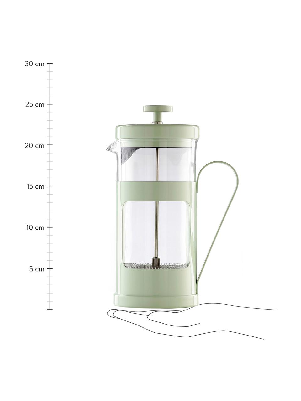 Cafetera Monaco, Acero inoxidable pintado, vidrio borosilicato, Transparente, menta, 1 L