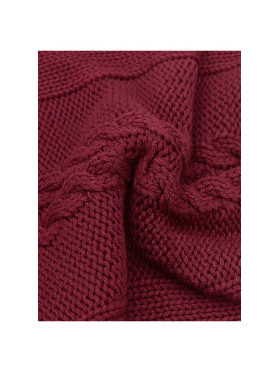 Federa arredo in cotone fatta a maglia Lucas, 100% cotone, Rosso scuro, Larg. 40 x Lung. 40 cm