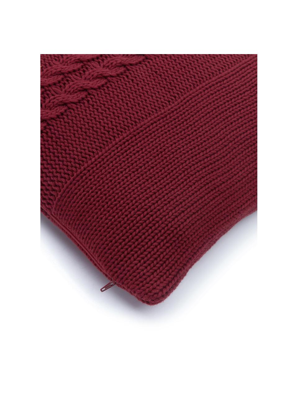 Federa arredo in cotone fatta a maglia Lucas, 100% cotone, Rosso scuro, Larg. 40 x Lung. 40 cm