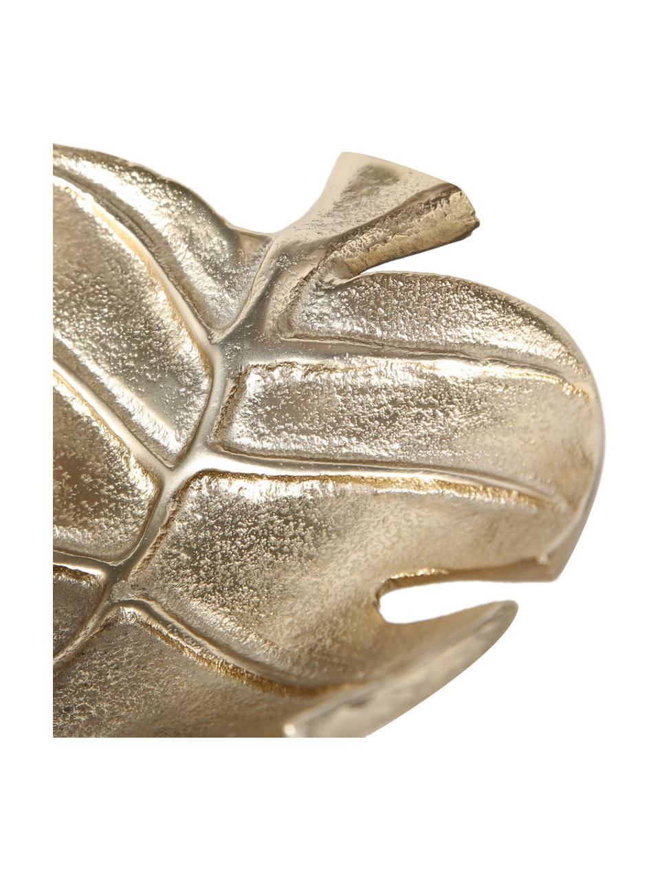 Grand bol décoratif en métal Monstera, 2 élém., Aluminium, enduit, Couleur laiton, Lot de différentes tailles