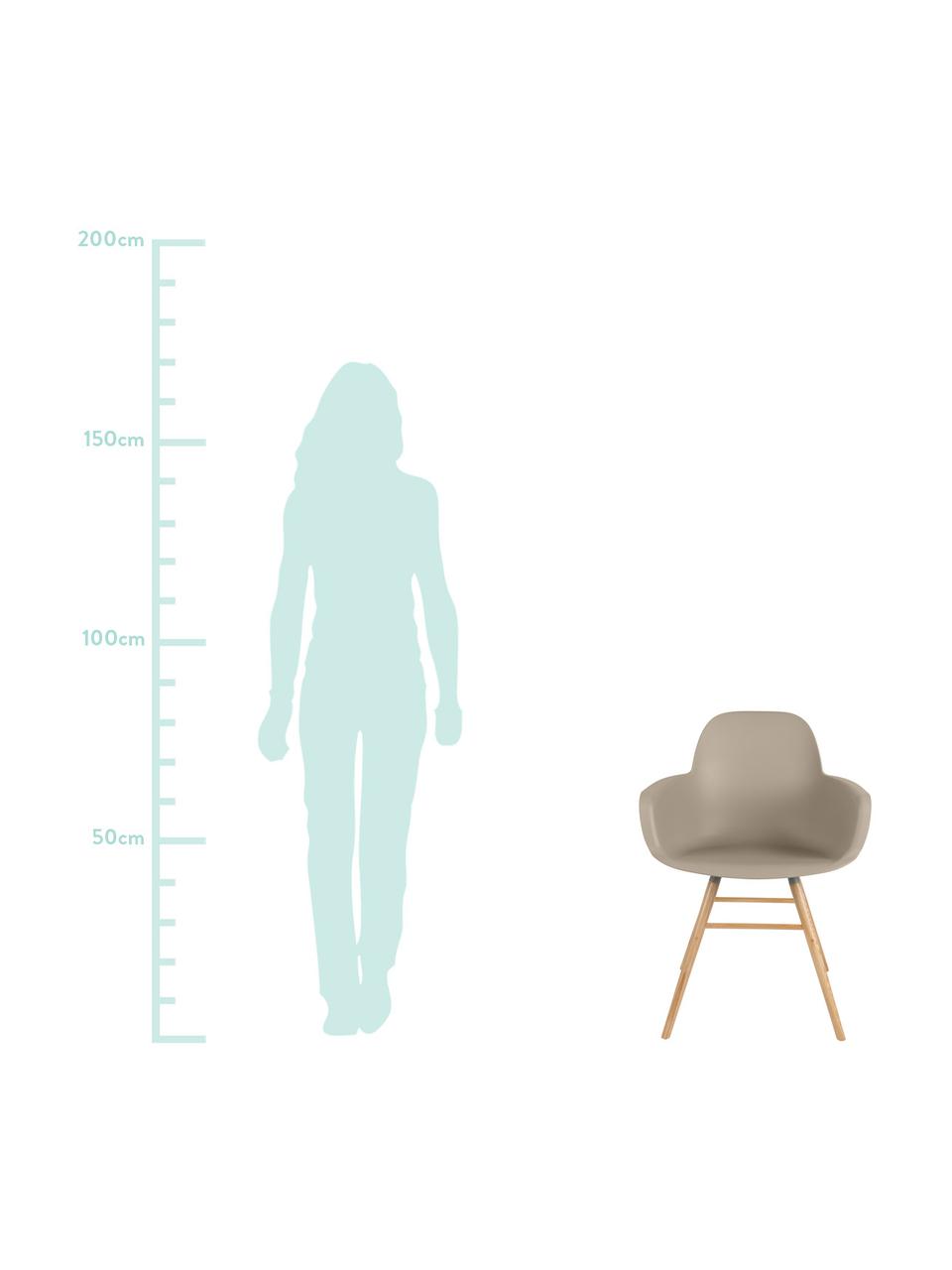 Krzesło z podłokietnikami Albert Kuip, Nogi: drewno jesionowe, Siedzisko: taupe Nogi: drewno dębowe, S 59 x W 82 cm